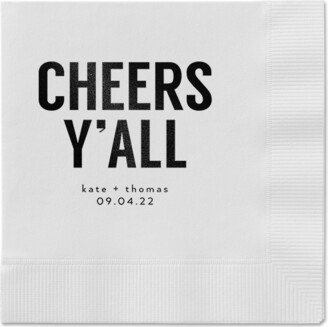 Wedding Napkins: Cheers Yall Napkin, Black, White