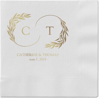 Wedding Napkins: Reflective Rings Napkin, Yellow, White