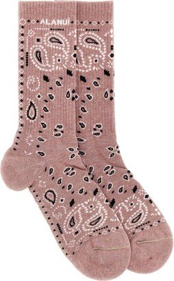 Bandana Jacquard Ribbed Ankle Socks