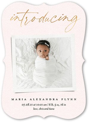 Birth Announcements: Introducing Memories Birth Announcement, Pink, 5X7, Matte, Signature Smooth Cardstock, Bracket