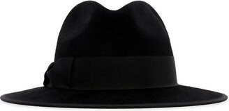 Logo Embroidered Bow Fedora Hat