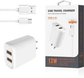 Reiko Typec Portable Travel Home Charger With Built In 5 Ft Cable In White