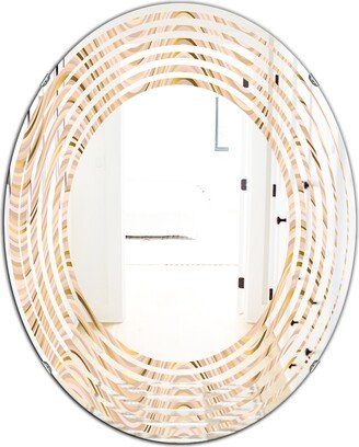 Designart 'Abstract Luxury Beige Waves' Printed Modern Round or Oval Wall Mirror - Wave