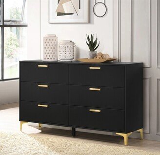 Sector Modern Black Wooden Space-saving 6-Drawer Double Dresser