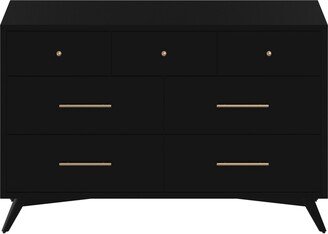 56 Black Solid Wood Seven Drawer Double Dresser