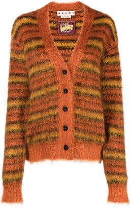 Striped Brushed Cardigan-AA