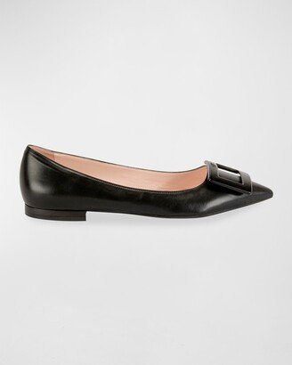 Gommettine Leather Ballet Flats with Tonal Buckle-AA