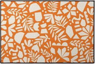 Door Mats: Paper Cut Floral Collage - Orange Door Mat, Orange