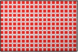 Door Mats: Star Plaid Door Mat, Red