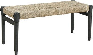 OSP Home Furnishings Winchester Indoor Bench with Natural Seagrass Seat and Acacia Wood Frame