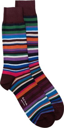 Striped Cotton-Blend Socks-AB