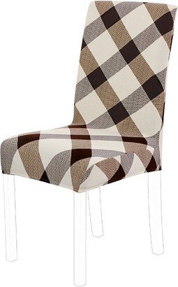 PiccoCasa Polyester Spandex Stretchy Removable Washable Dining Chair Slipcovers Brown Beige 1 Pc