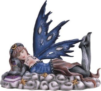 6H Blue Moon Fairy Laying on Clouds with Stars Statue Fantasy Decoration Figurine Home Decor Perfect Gift for House Warming, Holidays and B