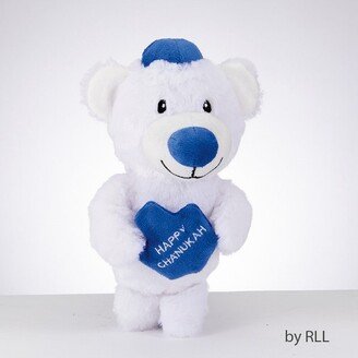 Rite Lite 8.5 Hanukkah Chewdaica Plush Bear Dog Toy - White/Blue