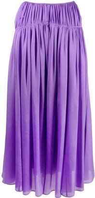 Pleated Silk Maxi Skirt