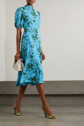 Nella Floral-print Crepe Midi Dress - Blue