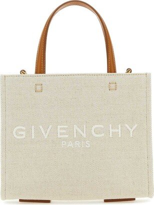 Logo Embroidered Top Handle Tote Bag