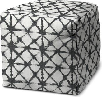 Joita Home Joita Indoor Outdoor Pouf SHIBORI LUXE Zipper Cover with Polystyrene Bead Insert 17 x 17 x 17