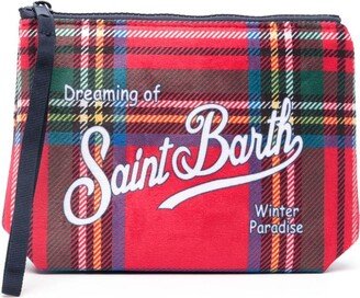 Aline tartan-print pouch