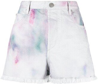 MARANT ÉTOILE Painterly-Print Denim Shorts