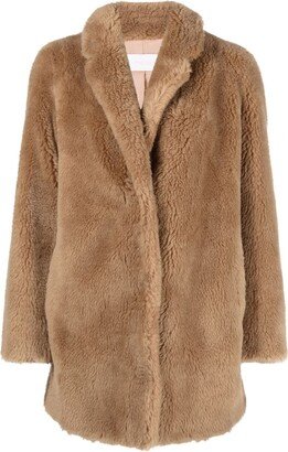 Fitted Faux-Fur Button Coat