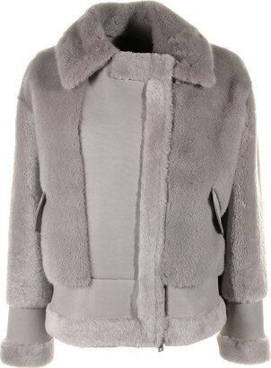 Short Gray Shearling Jacket