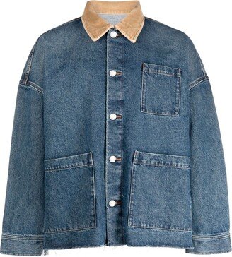 Corduroy-Collar Denim Jacket-AA