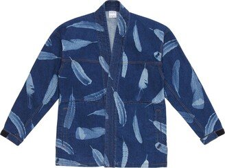 Feather-Print Denim Jacket