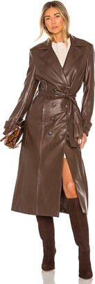 Faux Leather Trench Coat-AI