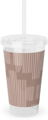 Travel Mugs: Step Into It - Dusty Rose Acrylic Tumbler With Straw, 16Oz, Pink