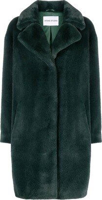 Notched-Collar Faux-Fur Coat