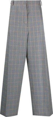 Houndstooth Wide-Leg Trousers-AB