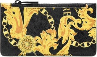 Baroque-Print Leather Wallet