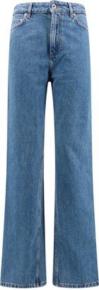 High-Waist Straight-Leg Logo Patch Jeans-AB