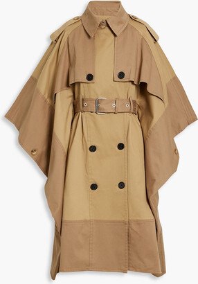 Two-tone cotton-blend gaberdine trench coat