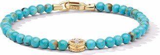 14kt yellow gold and diamond Spiritual Beads peace sign turquoise bracelet