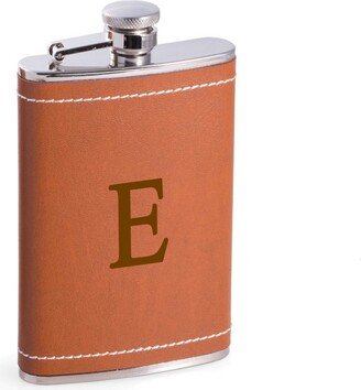 6 Oz. Stainless Steel Saddle Brown Leather Flask E