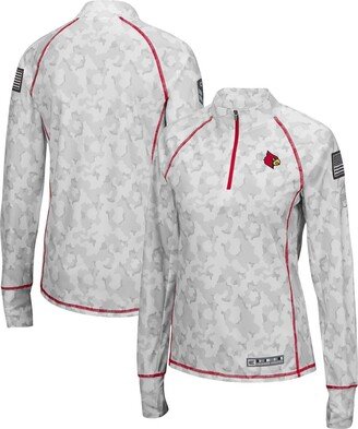 Women's White Louisville Cardinals Oht Military-Inspired Appreciation Officer Arctic Camo 1/4-Zip Jacket
