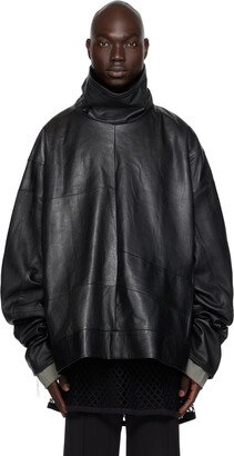 Black Paneled Leather Jacket