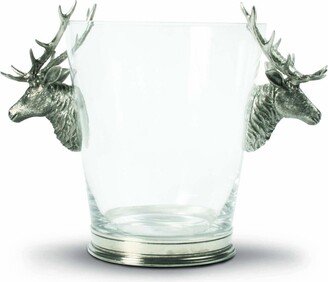 Glass Ice, Wine Bucket with Pewter Deer Head Handles