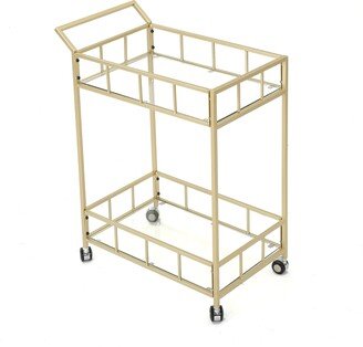 Alice Indoor/Outdoor Industrial Modern Iron and Glass Bar Cart