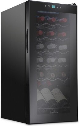 18-Bottle Compressor Freestanding Wine Cooler Refrigerator - Black