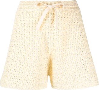 Open Knit Drawstring Shorts