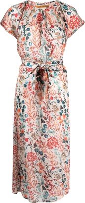 Floral-Print Midi Dress-AC