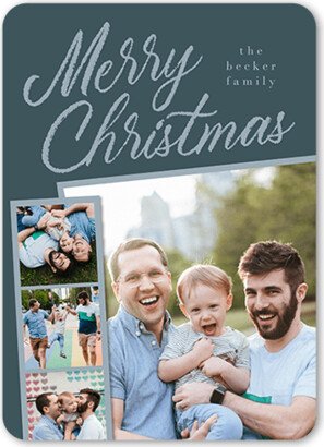 Holiday Cards: Filmstrip Frame Holiday Card, Blue, 5X7, Christmas, Matte, Signature Smooth Cardstock, Rounded