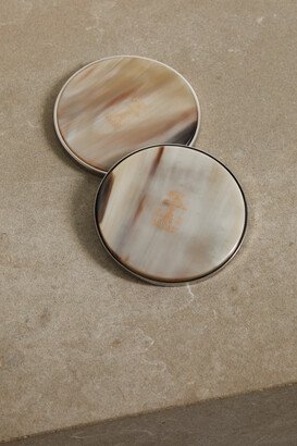 Set Of Two Horn And Suede Coasters - Gray
