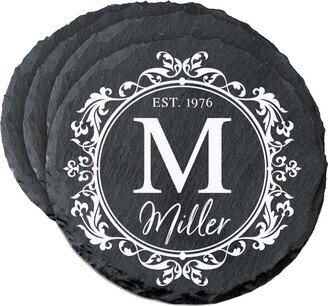 Slate Coasters | Monogram Personalized Set Handmade Round For Men Modern