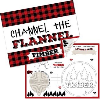 Big Dot Of Happiness Lumberjack - Paper Coloring Sheets - Activity Placemats - Set of 16