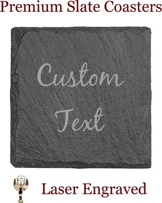 Slate Coasters Engraved - Wedding Gift Coaster Set Personalized Custom Drink Couples Home