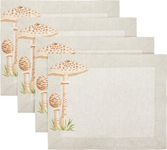 Moda Domus Set-of-Four Hand-Painted Mushroom Linen Placemats